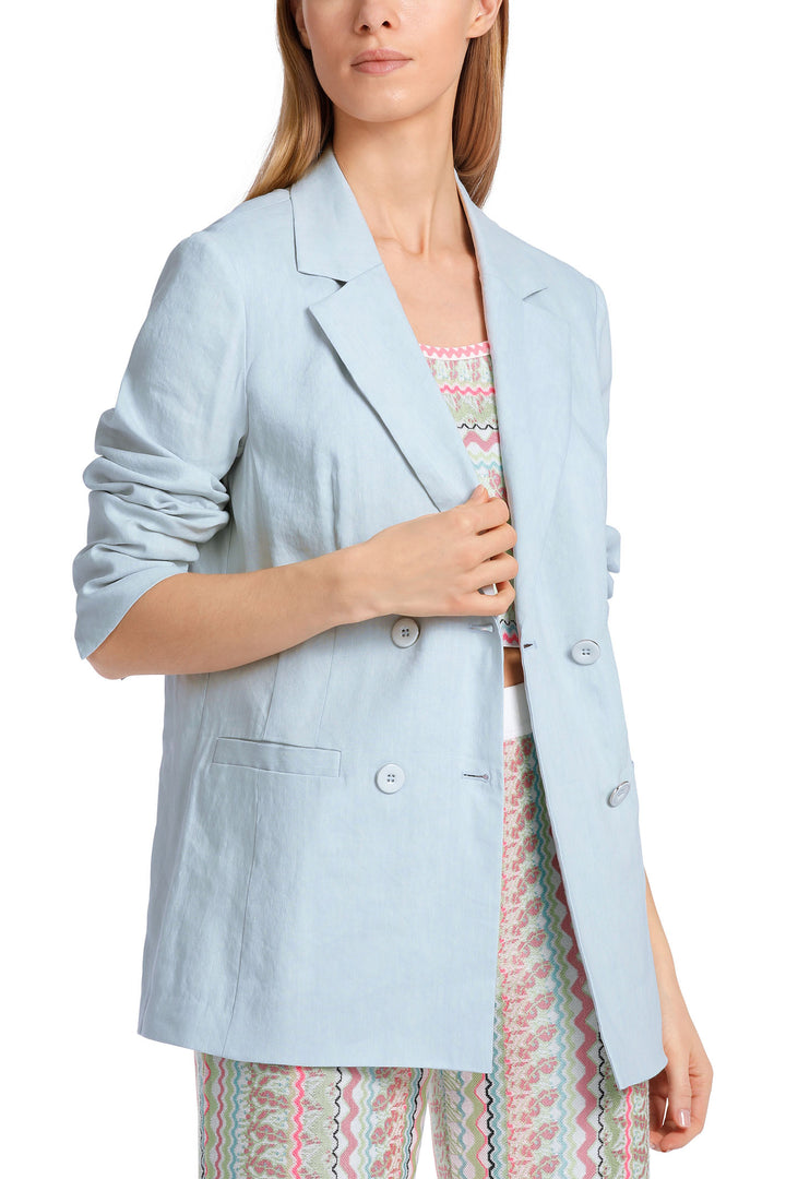 Marc Cain Collections WC 34.21 W47 302 Smoky Ice Blue Linen Mix Jacket - Olivia Grace Fashion