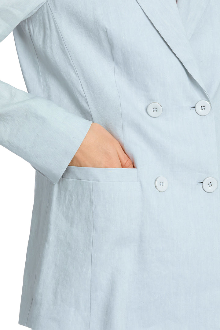 Marc Cain Collections WC 34.21 W47 302 Smoky Ice Blue Linen Mix Jacket - Olivia Grace Fashion