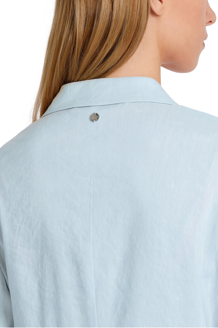 Marc Cain Collections WC 34.21 W47 302 Smoky Ice Blue Linen Mix Jacket - Olivia Grace Fashion