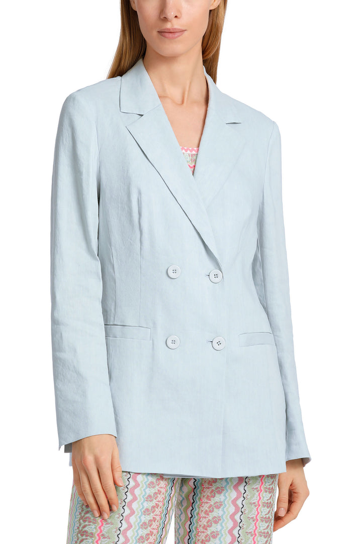 Marc Cain Collections WC 34.21 W47 302 Smoky Ice Blue Linen Mix Jacket - Olivia Grace Fashion