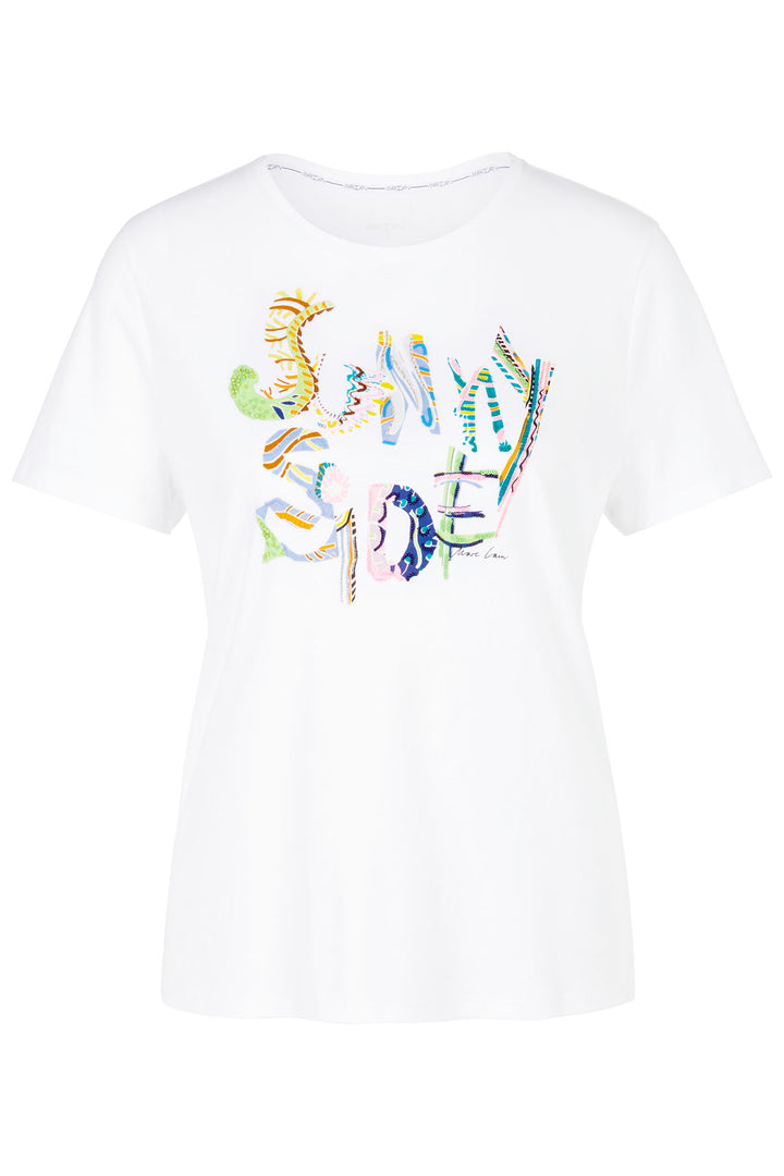 Marc Cain Collections WC 48.32 J73 100 White Motif T-Shirt - Olivia Grace Fashion