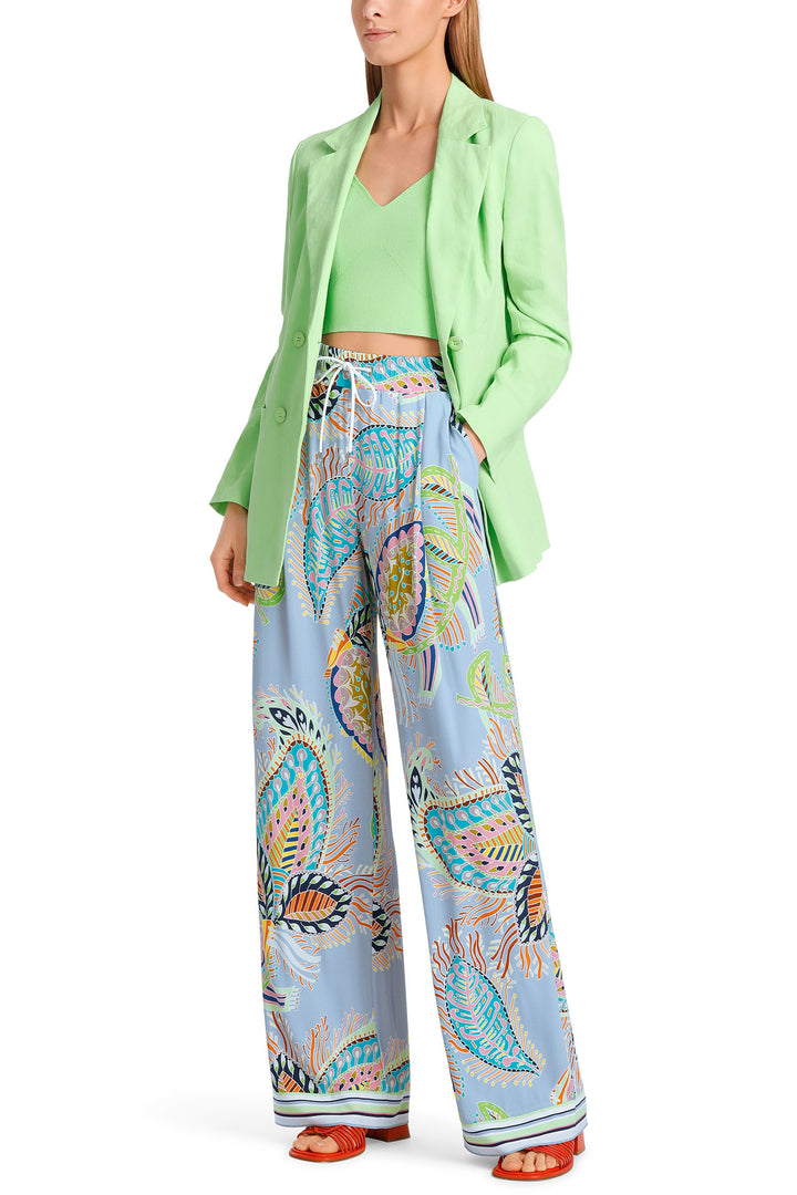 Marc Cain Collections WC 81.39 J46 321 Deep Summer Sky Print Trousers - Olivia Grace Fashion