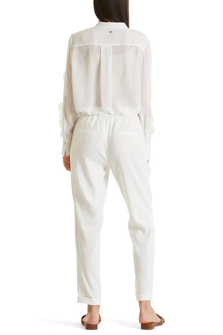 Marc Cain Collections WC 81.59 W47 110 Off White Pull-On Linen Mix Trousers - Olivia Grace Fashion
