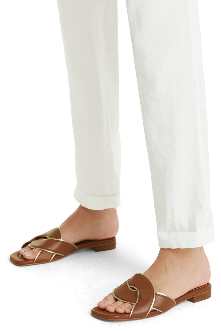 Marc Cain Collections WC 81.59 W47 110 Off White Pull-On Linen Mix Trousers - Olivia Grace Fashion