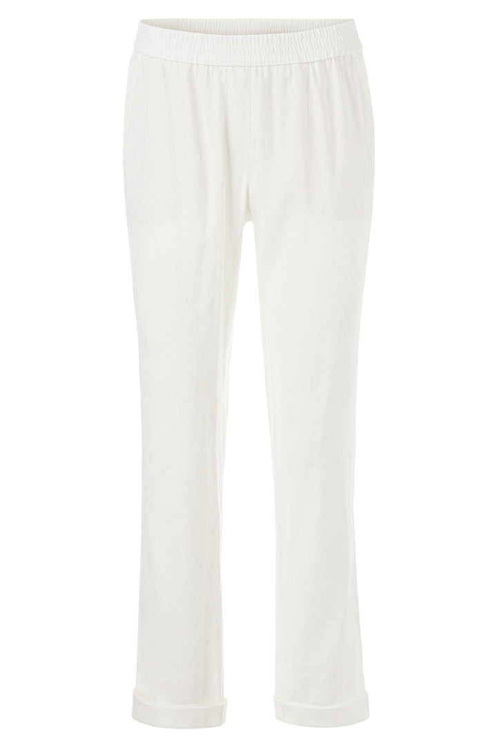 Marc Cain Collections WC 81.59 W47 110 Off White Pull-On Linen Mix Trousers - Olivia Grace Fashion