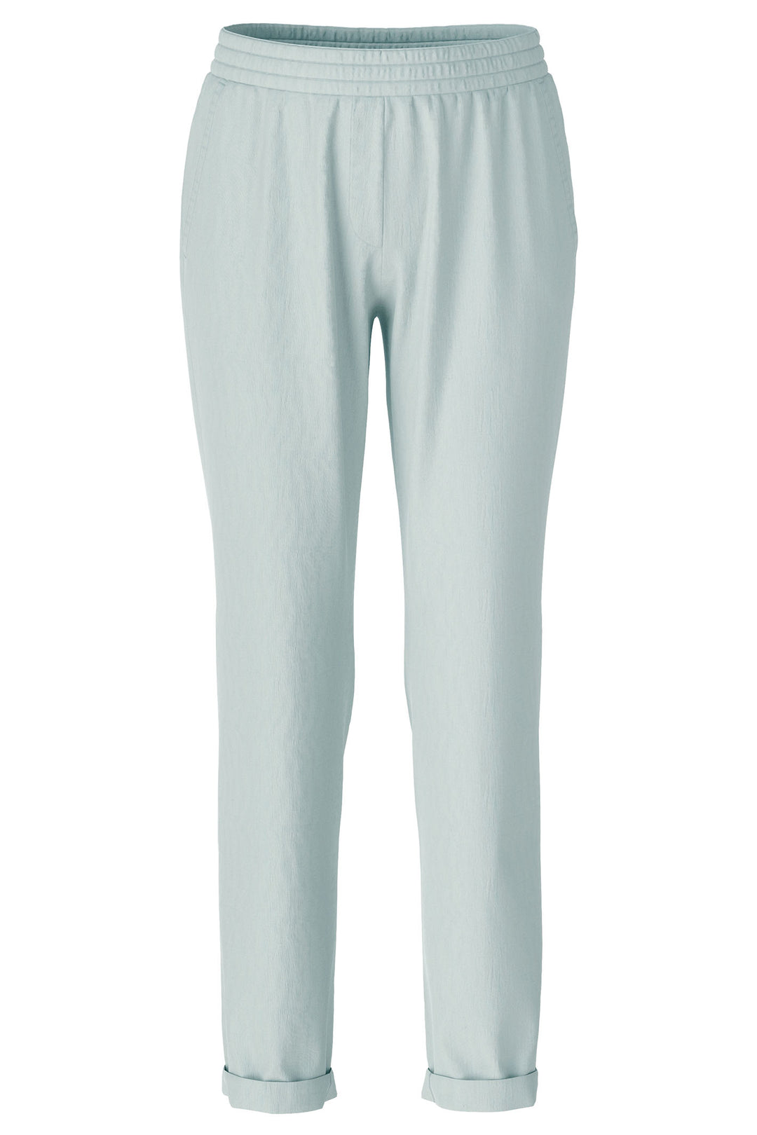 Marc Cain Collections WC 81.59 W47 302 Smoky Ice Blue Pull-On Linen Mix Trousers - Olivia Grace Fashion