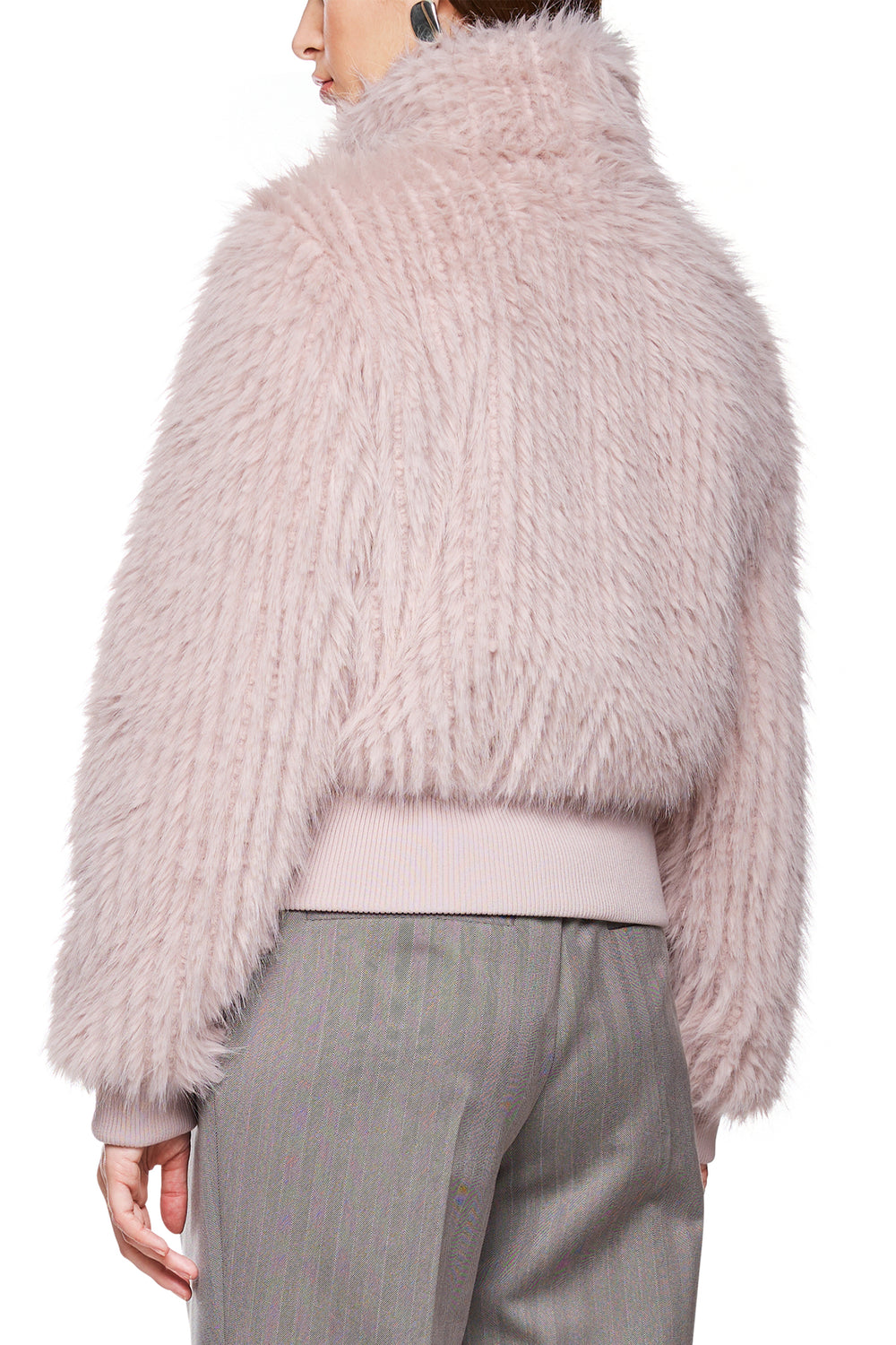 Marc Cain Collections ZC 12.05 W43 Light Desert Taupe Faux Fur Jacket 702 - Olivia Grace Fashion