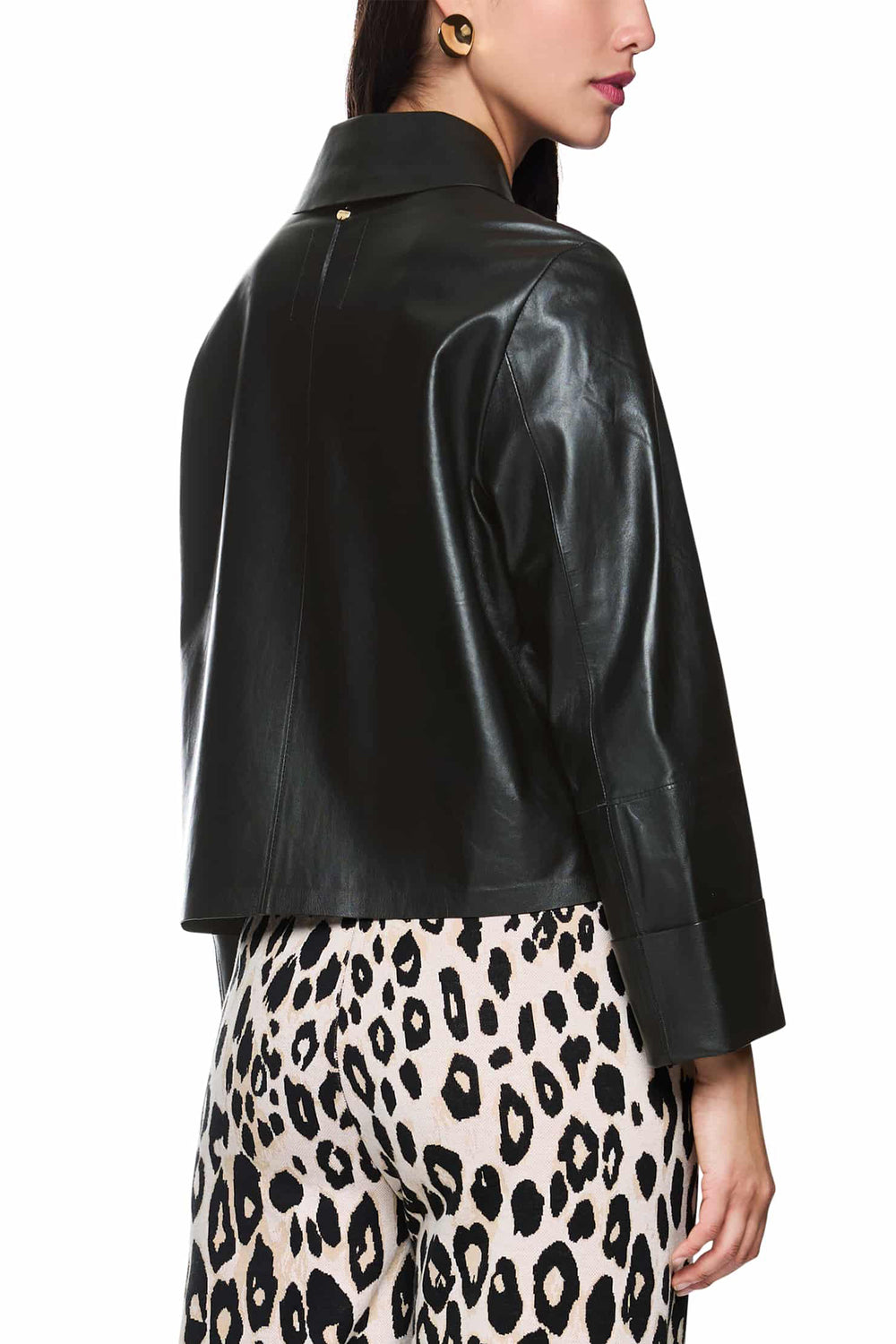 Marc Cain Collections ZC 31.06 L03 Black Leather Jacket - Olivia Grace Fashion