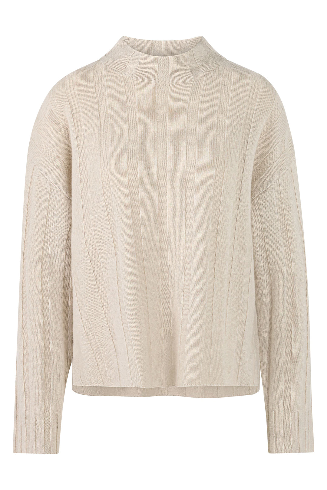 Beige ribbed sweater on a white background