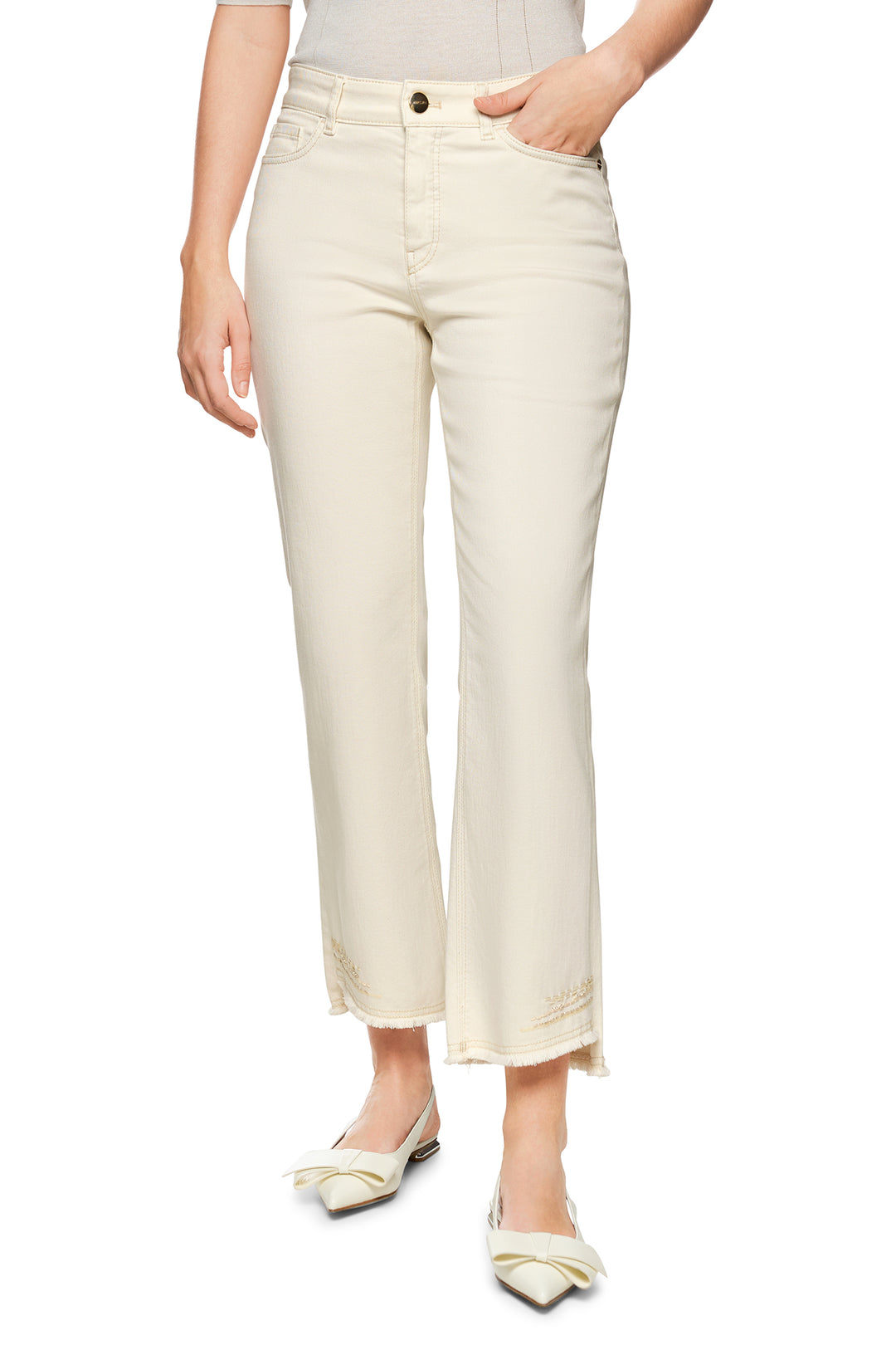 Marc Cain Collections ZC 82.04 D02 Bright Ecru Denim Jeans 112 - Olivia Grace Fashion