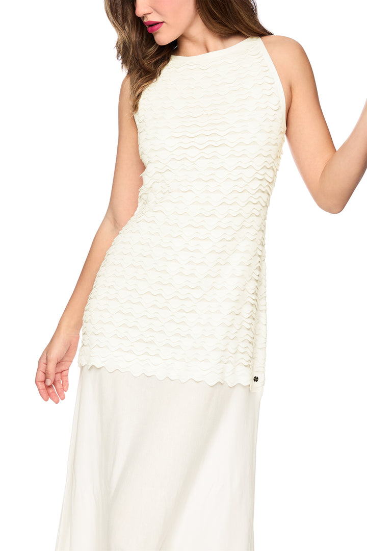 Marc Cain Glam AG 21.24 M52 110 Off-White Maxi Knit Dress