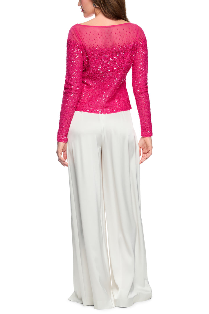 Marc Cain Glam AG 51.15 W21 Fuchsia Purple Sequin Mesh Top