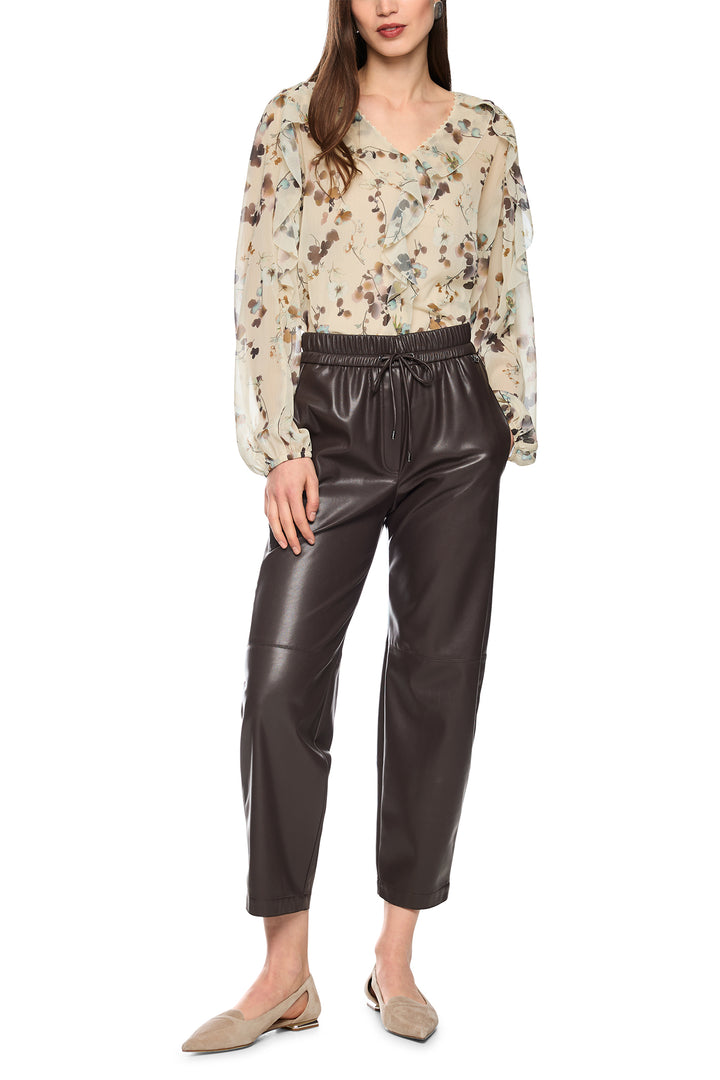 Marc Cain Pants after dark brown leather-effect trousers at Olivia Grace Fashion