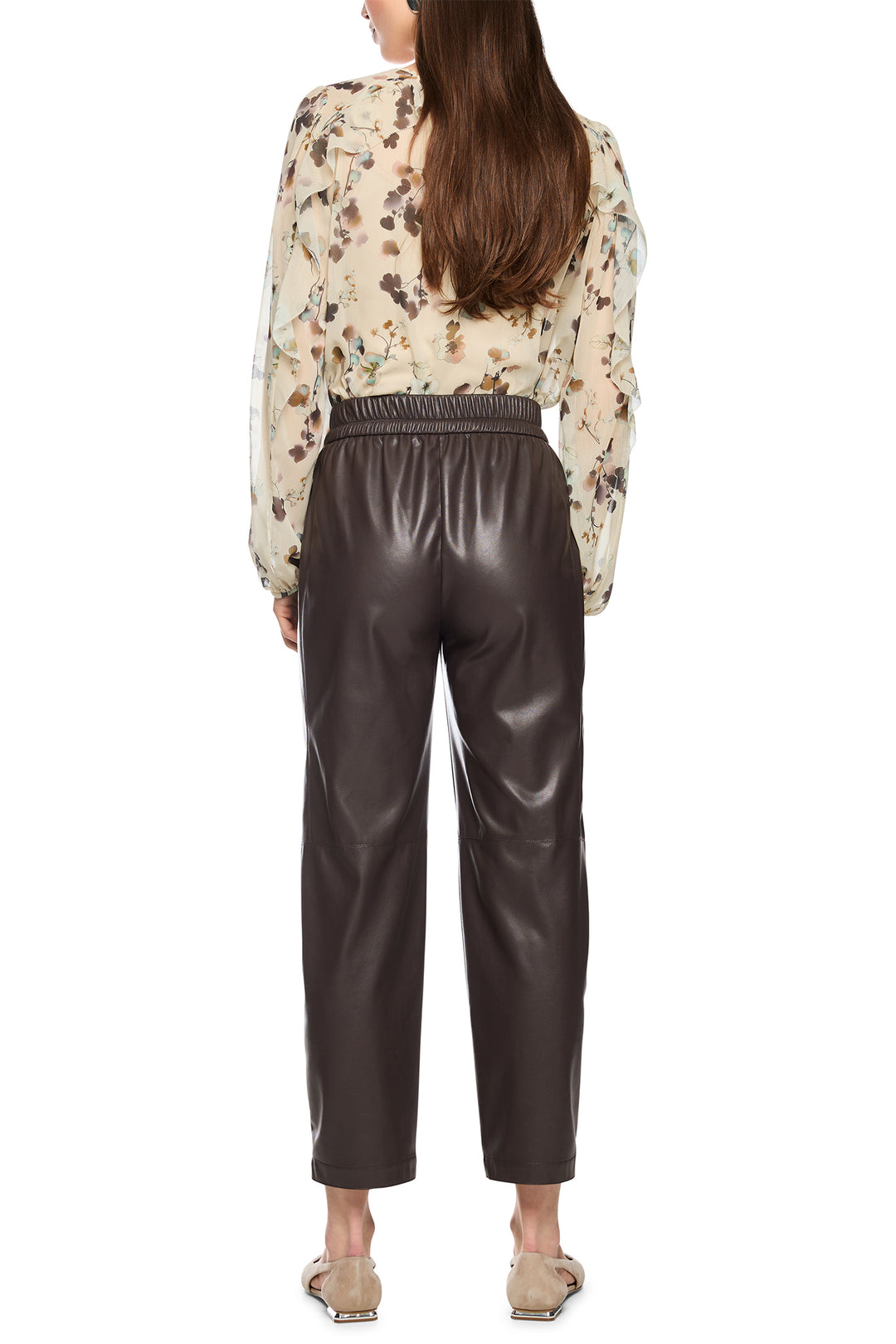 Marc Cain Pants after dark brown leather-effect trousers at Olivia Grace Fashion
