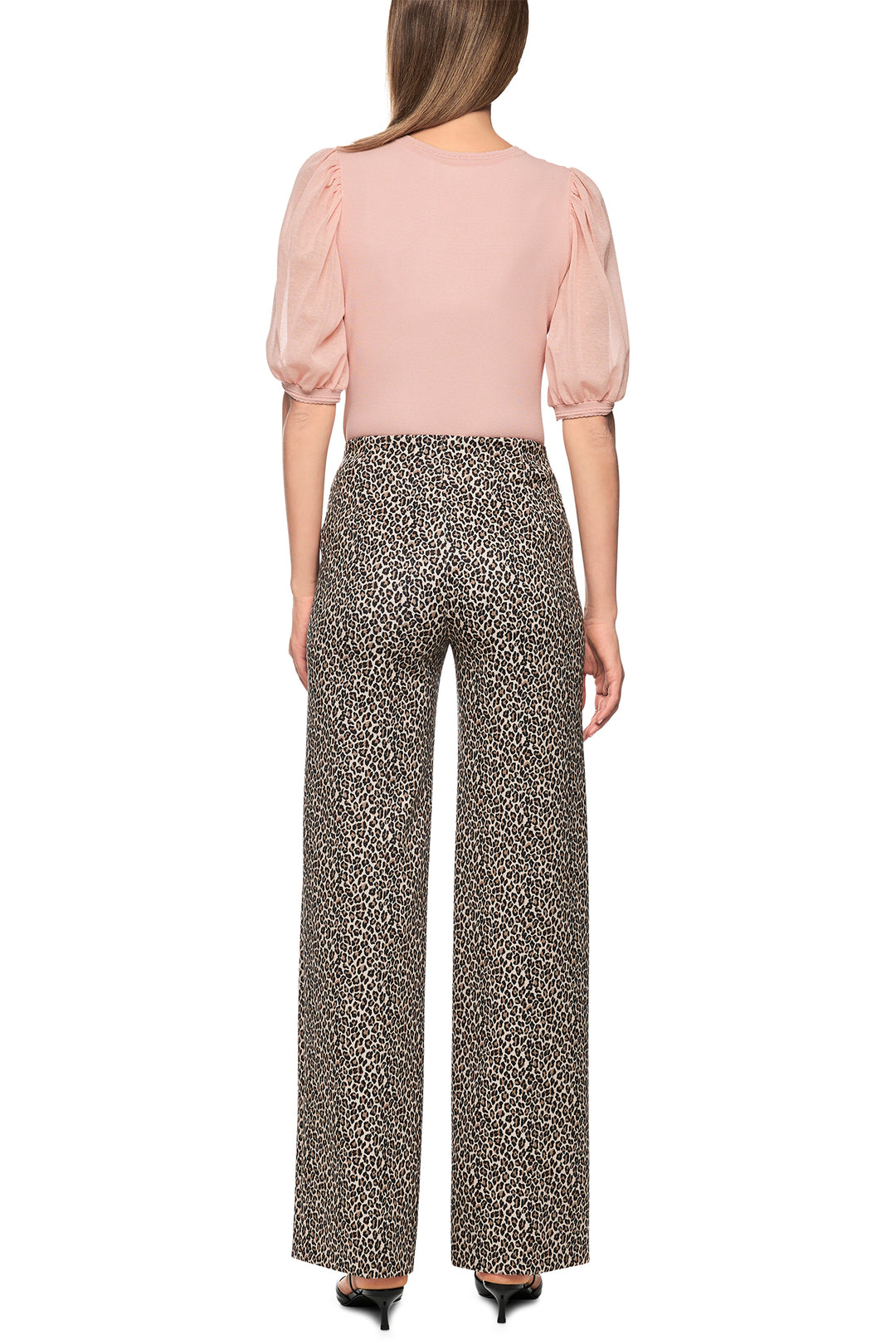 Marc Cain Pants AP 81.42 J01 153 Magnolia Leopard Print Wide Leg Trousers