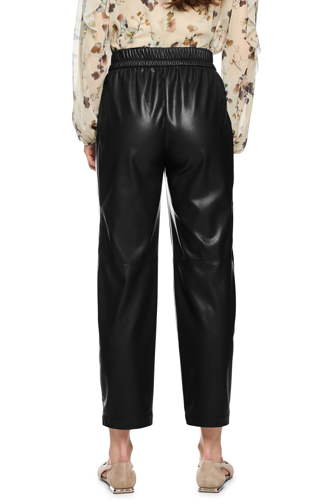 Marc Cain Pants black leather-effect coated trousers at Olivia Grace Fashion
