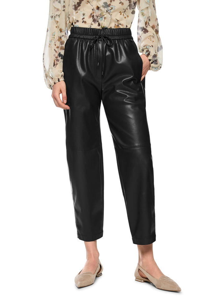 Marc Cain Pants black leather-effect coated trousers at Olivia Grace Fashion