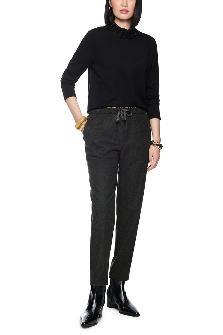 Marc Cain Pants Black Woven Trousers, full length front view
