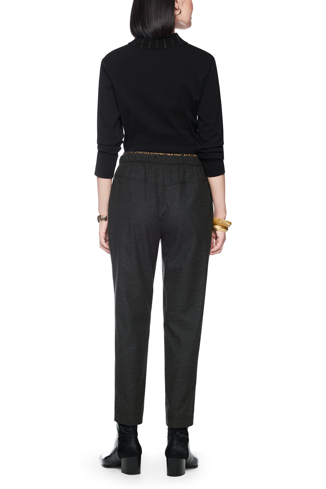 Marc Cain Pants Black Woven Trousers, full length back view