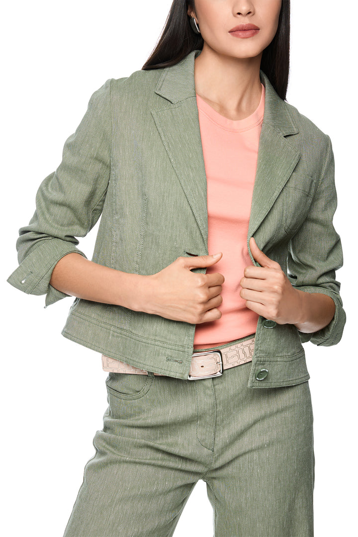 Marc Cain Sports AS 34.14 W30 574 Olivine Green Linen Blend Jacket