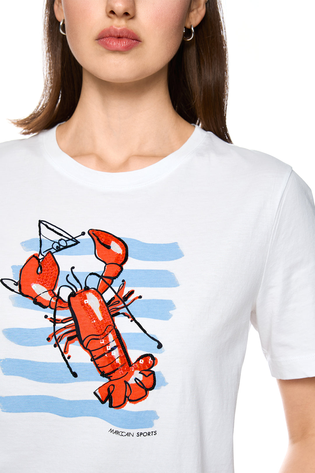 Marc Cain Sports AS 48.20 J70 100 White Lobster Motif T-Shirt