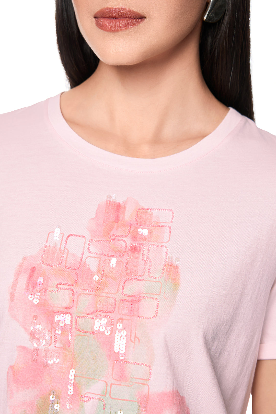 Marc Cain Sports AS 48.56 202 Rosewater Pink Appliqué T-Shirt