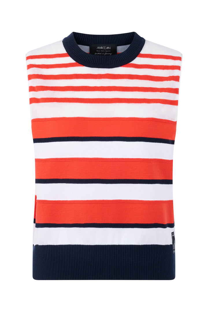 Marc Cain Sports AS 61.07 M26 223 Bright Tomato Red Stripe Tank Top