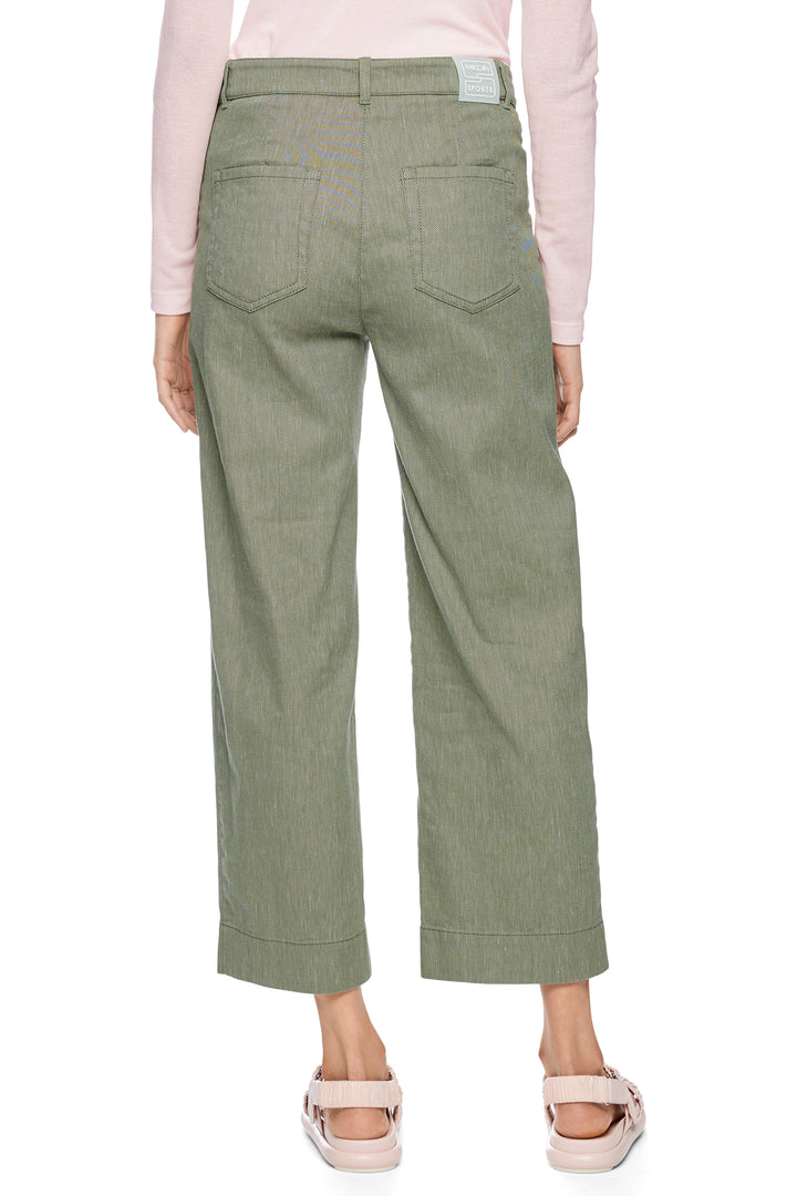 Marc Cain Sports AS 81.41 W30 574 Olivine Green Cropped Linen Blend Jeans
