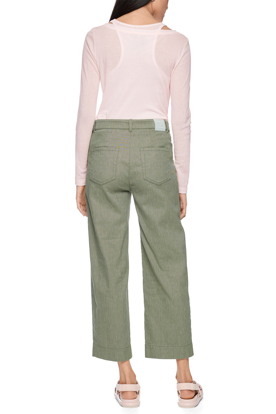 Marc Cain Sports AS 81.41 W30 574 Olivine Green Cropped Linen Blend Jeans