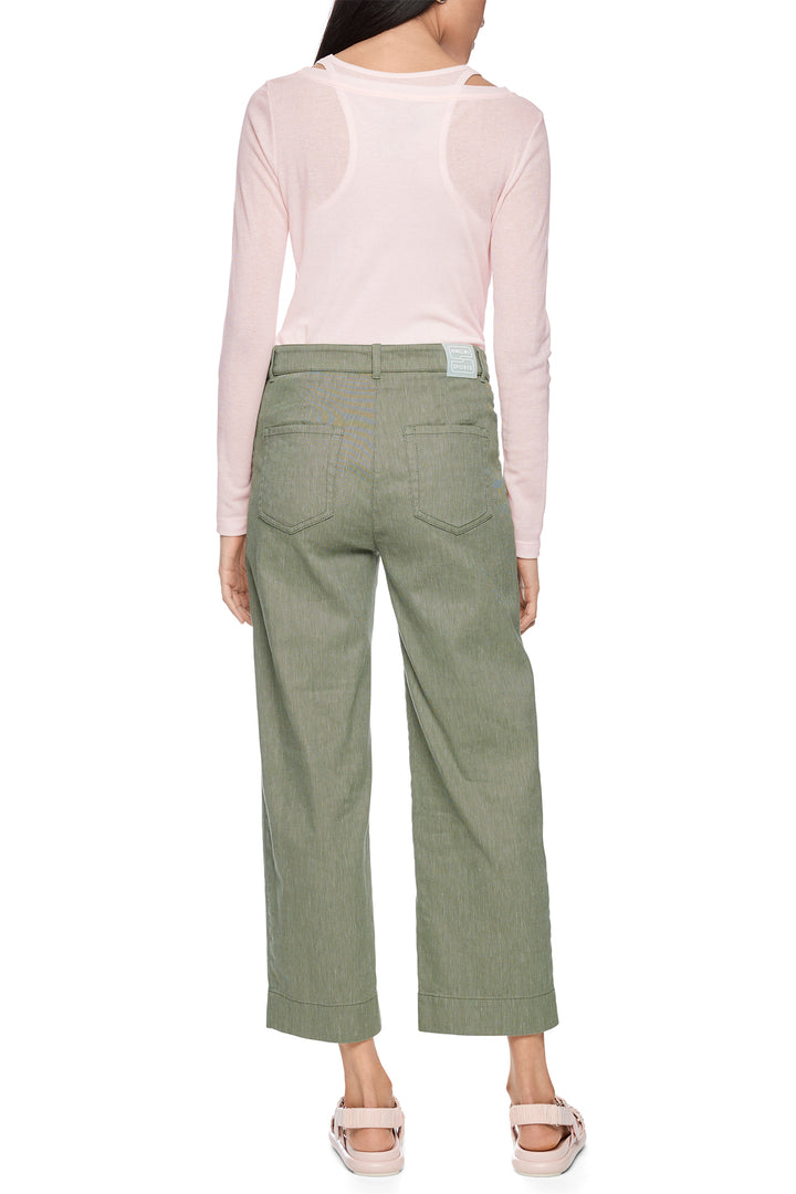 Marc Cain Sports AS 81.41 W30 574 Olivine Green Cropped Linen Blend Jeans