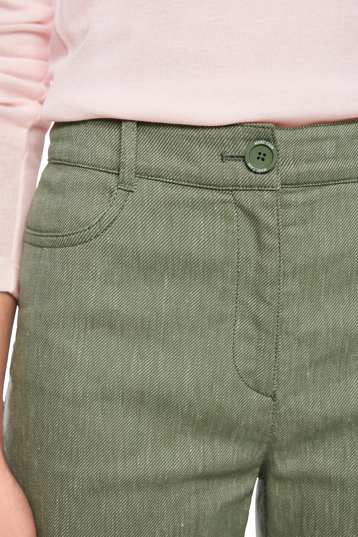 Marc Cain Sports AS 81.41 W30 574 Olivine Green Cropped Linen Blend Jeans