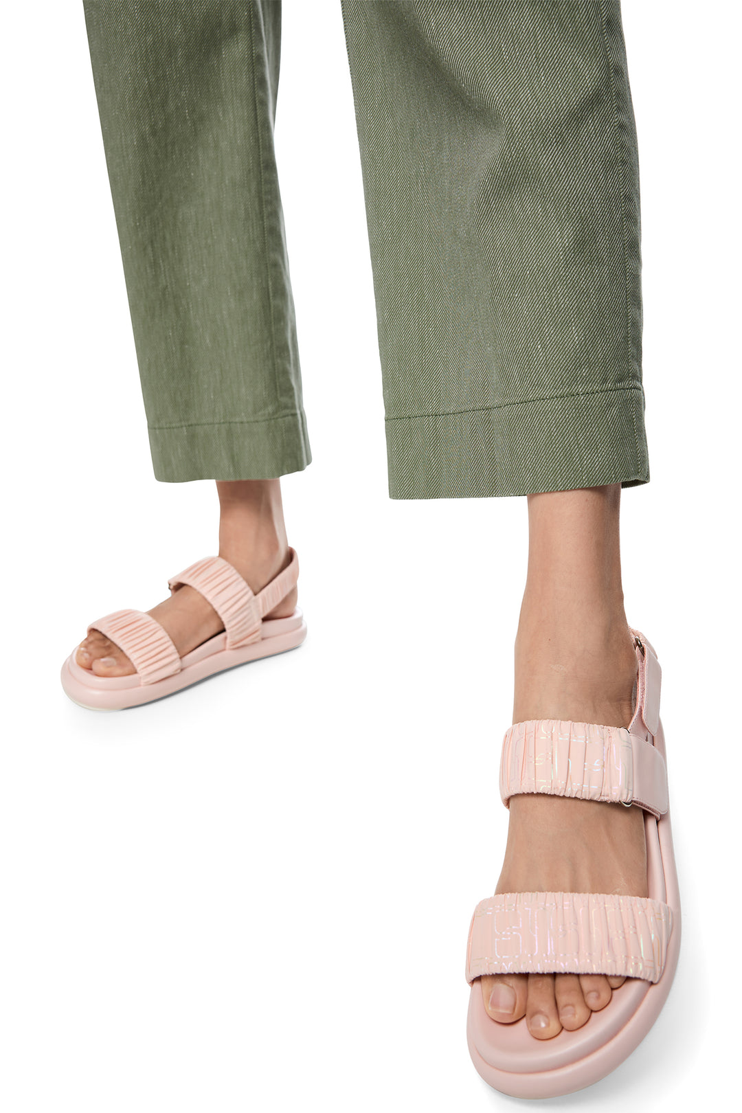 Marc Cain Sports AS 81.41 W30 574 Olivine Green Cropped Linen Blend Jeans