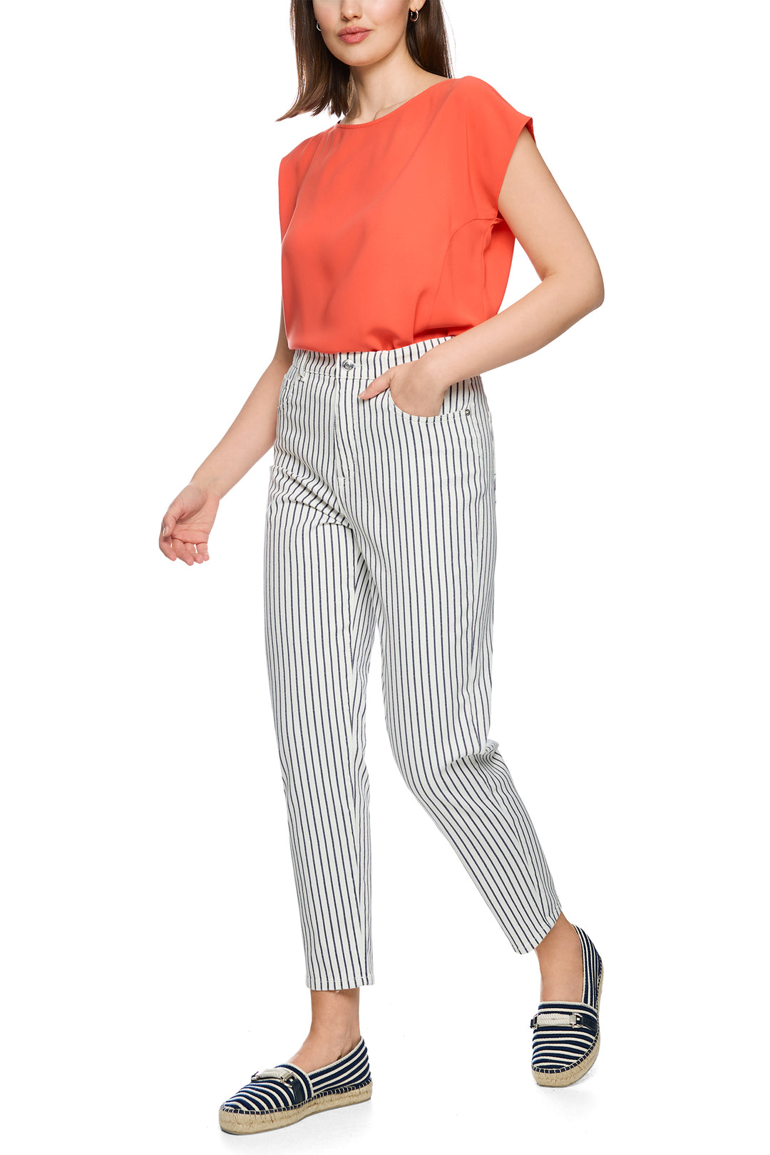 Marc Cain Sports AS 82.27 D13 394 Navy Stripe Cropped Jeans