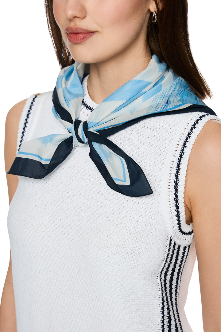 Marc Cain Sports AS B1.06 Z23 White Blue Salty Breeze Silk Blend Scarf