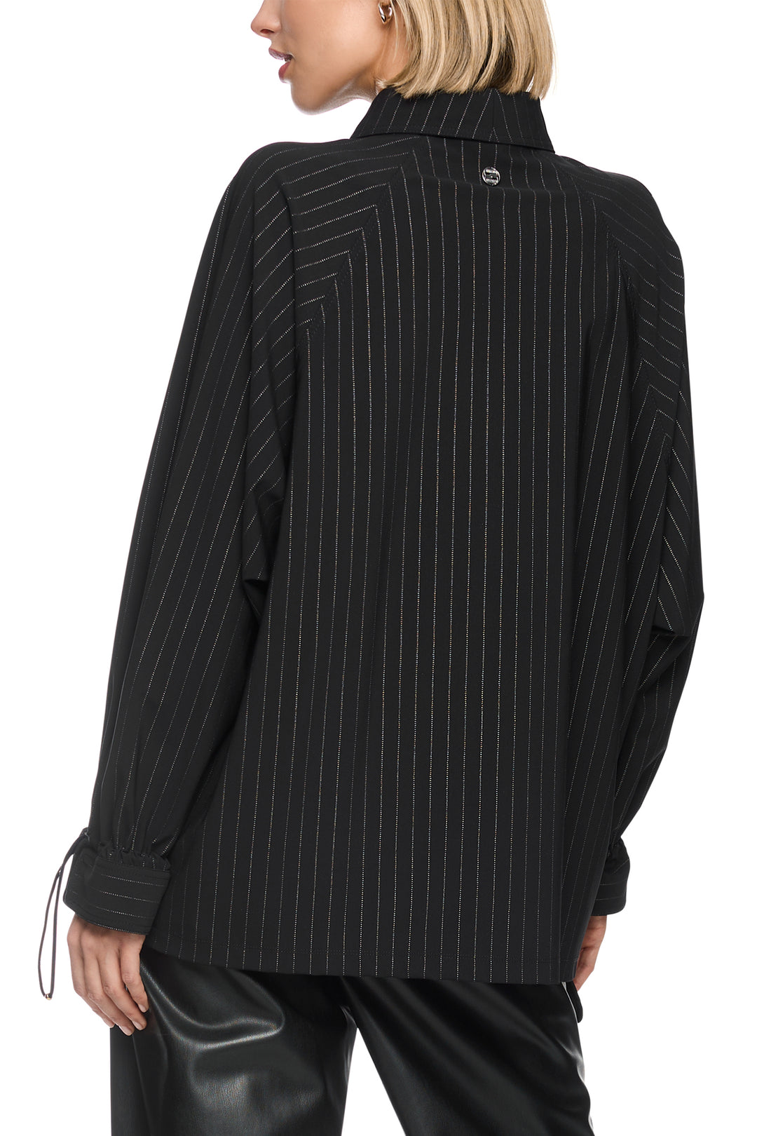Marc Cain Sports Black &amp; Smoke Pinstripe Jersey Blouse BS 51.04 J41