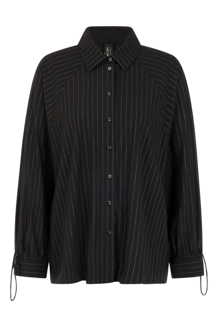 Marc Cain Sports Black &amp; Smoke Pinstripe Jersey Blouse BS 51.04 J41
