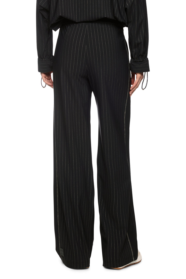 Marc Cain Sports Black &amp; Smoke Pinstripe Jersey Trousers BS 81.24 J41