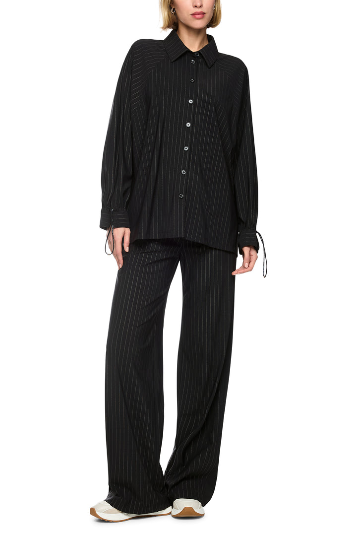 Marc Cain Sports Black &amp; Smoke Pinstripe Jersey Trousers BS 81.24 J41
