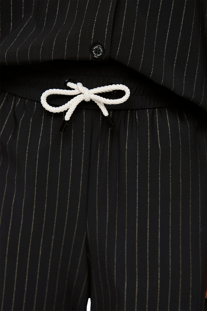 Marc Cain Sports Black &amp; Smoke Pinstripe Jersey Trousers BS 81.24 J41