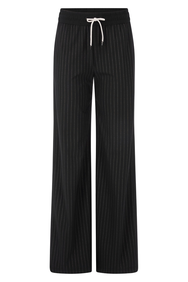 Marc Cain Sports Black &amp; Smoke Pinstripe Jersey Trousers BS 81.24 J41