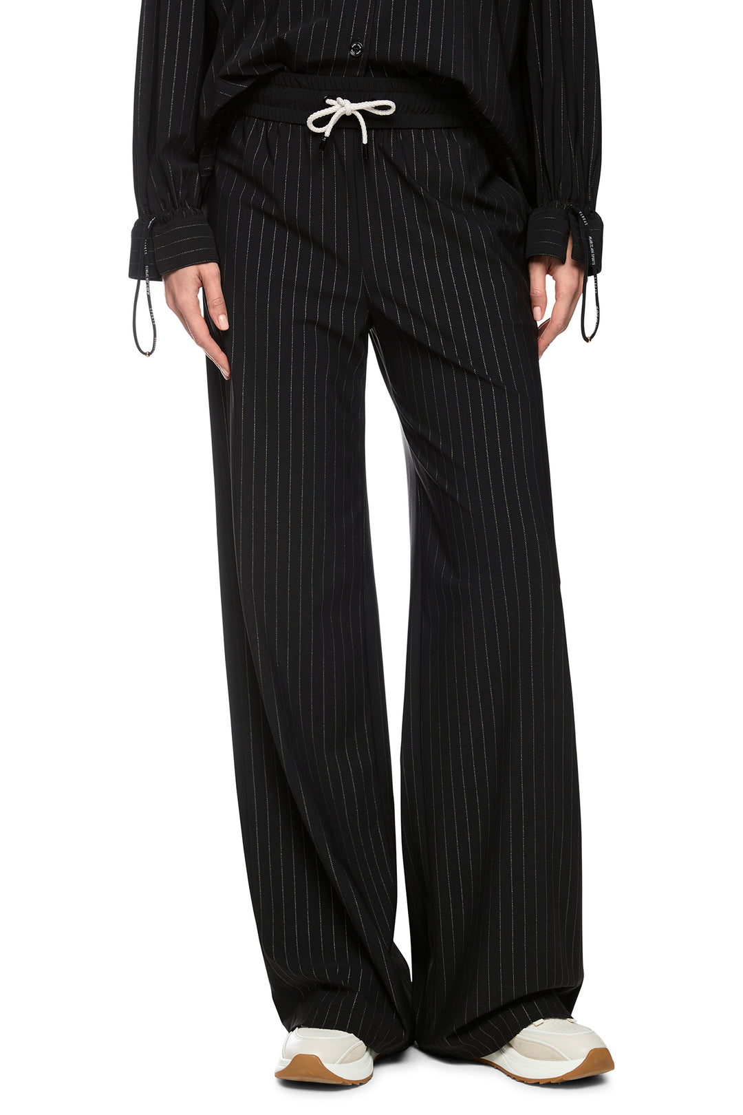 Marc Cain Sports Black &amp; Smoke Pinstripe Jersey Trousers BS 81.24 J41