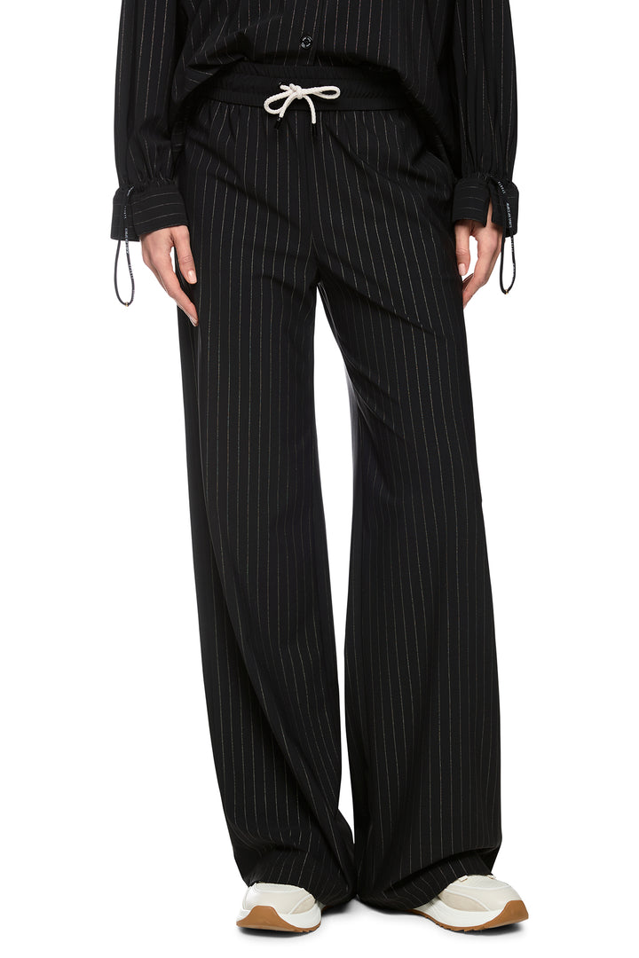 Marc Cain Sports Black &amp; Smoke Pinstripe Jersey Trousers BS 81.24 J41
