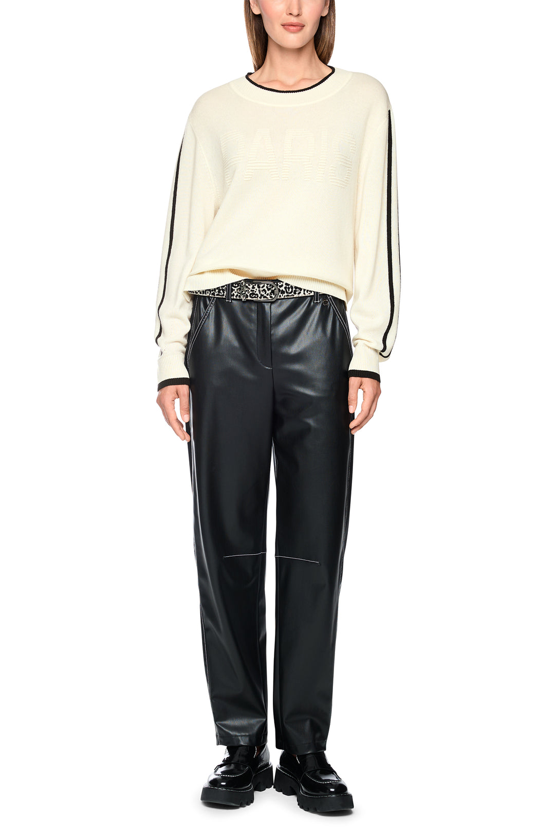 Marc Cain Sports Black &amp; White Knit Jumper, full length front view