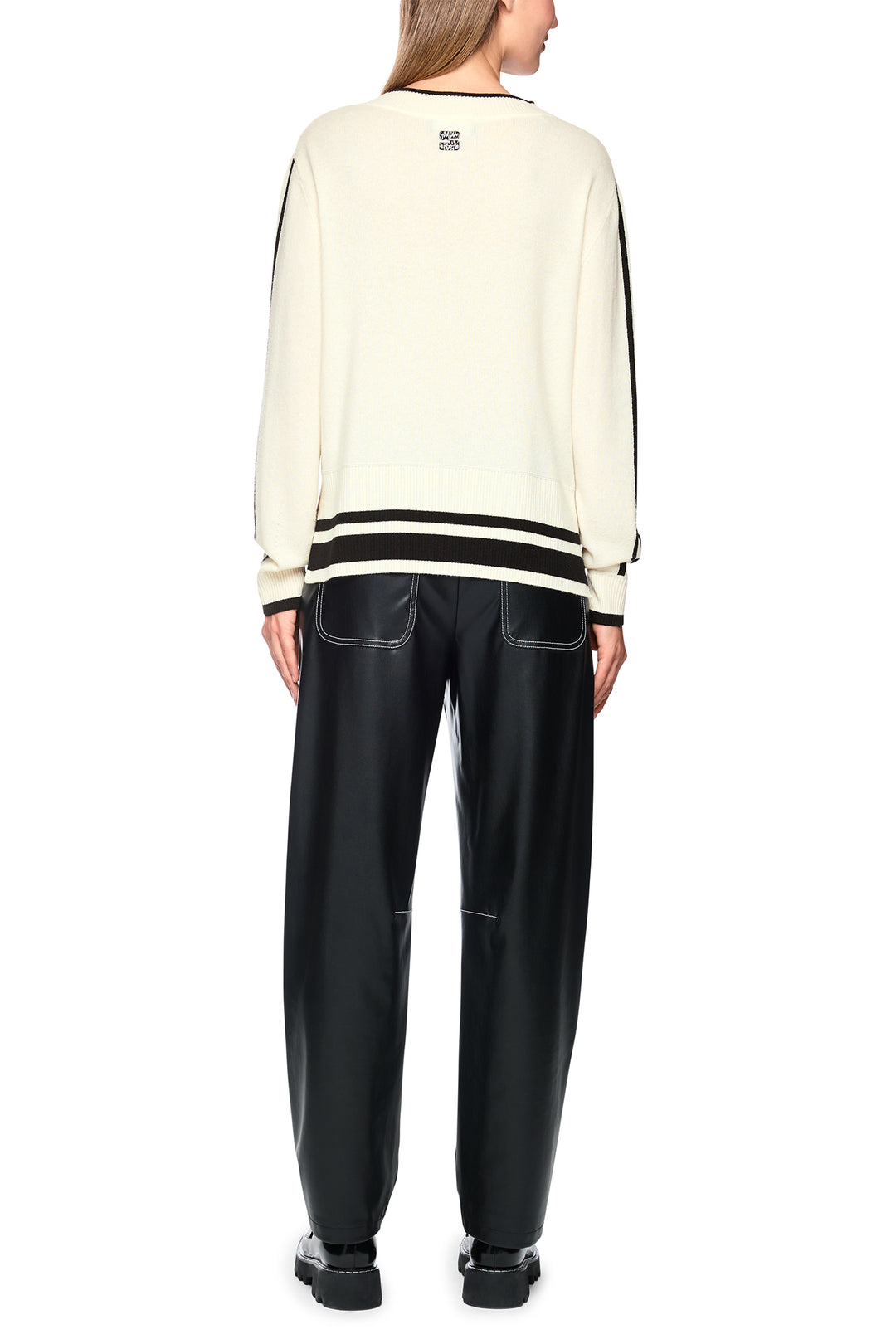 Marc Cain Sports Black &amp; White Knit Jumper, full length back view