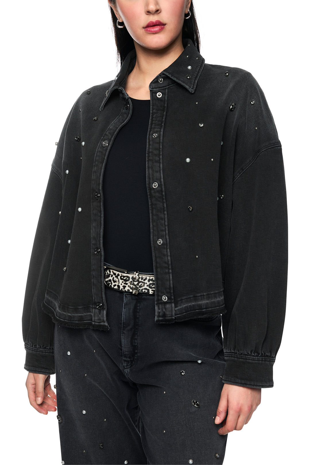 Marc Cain Sports Black Denim Jacket, front view