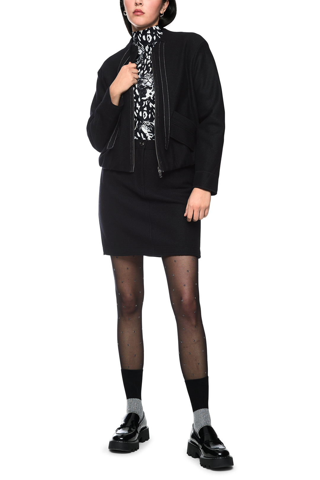 Marc Cain Sports Black Jersey Jacket, full length front view