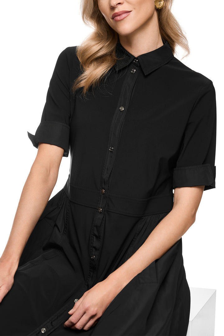 Marc Cain Sports black jersey midi shirt dress at Olivia Grace Fashion
