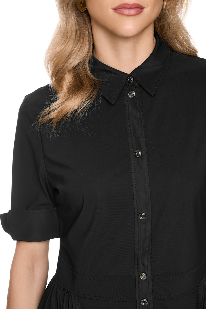 Marc Cain Sports black jersey midi shirt dress at Olivia Grace Fashion