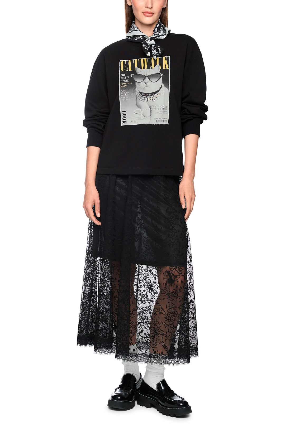 Marc Cain Sports Black Jersey Sweatshirt, full length front view