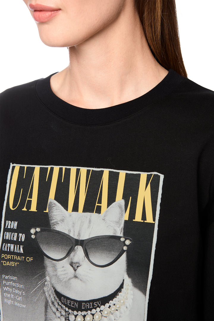 Marc Cain Sports Black Jersey Sweatshirt, print detail